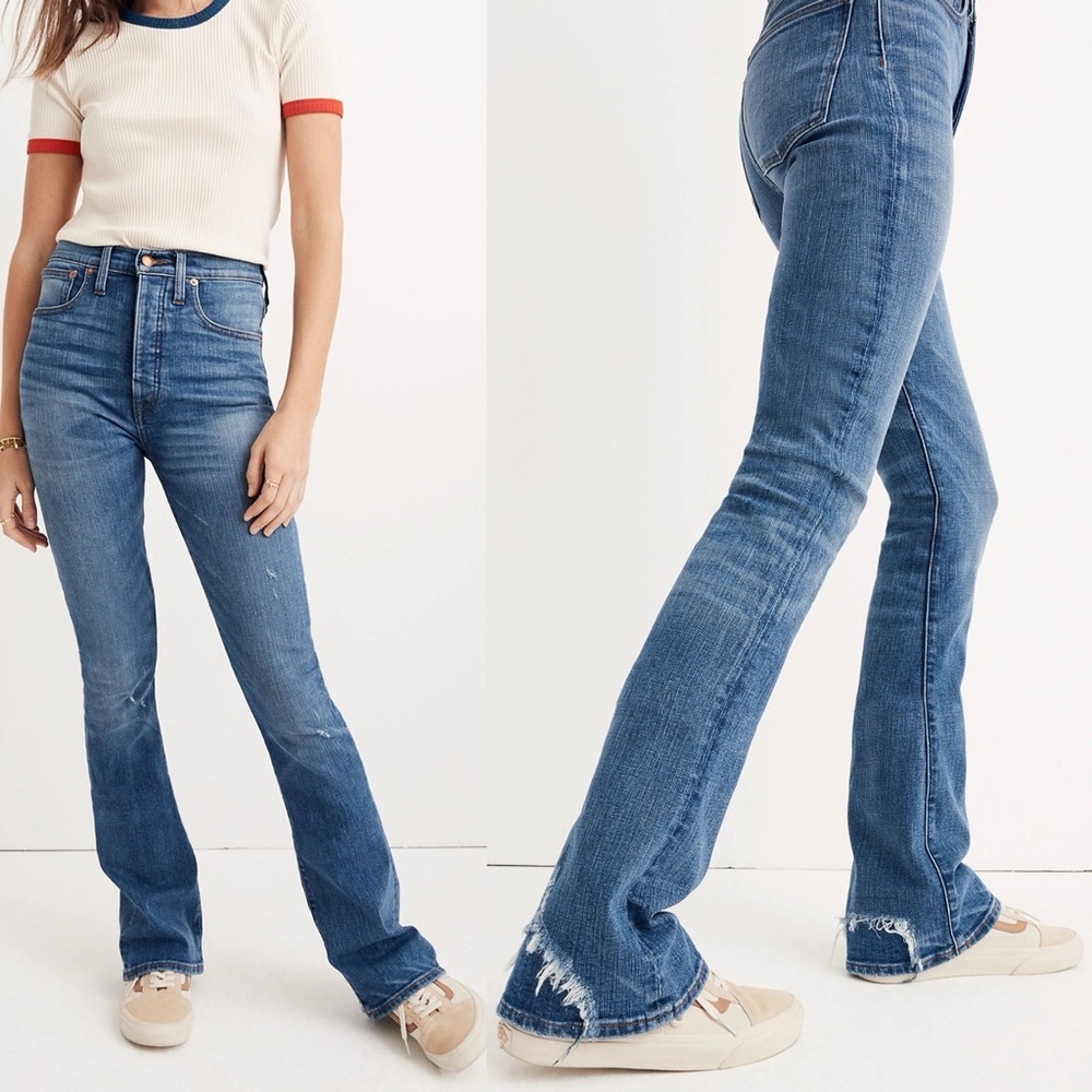 Madewell Rivet Thread Skinny Flare Jeans Size 29 Style H8635 Distress Cuff Denim